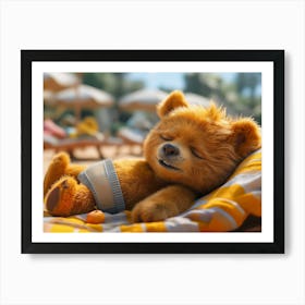 Teddy Bear sunbathing Art Print