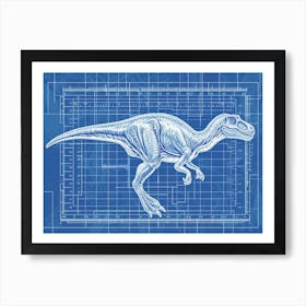 Detailed Abstract Allosaurus Dinosaur Blueprint Art Print