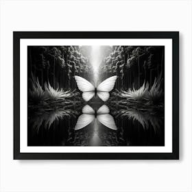 Surreal Symmetry Abstract Black And White 7 Art Print