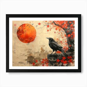 Crow and moon 2 Art Print