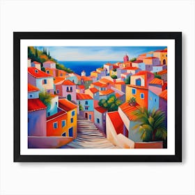 City By The Sea Abstract Art Print
