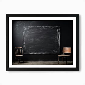 Black Chalkboard Serves As An Abstract Backdrop Horizontal In Orientation Its Texture Showcasing T Art Print