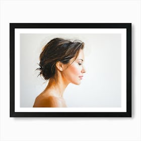 Side Profile Of Beautiful Woman Oil Painting 30 Art Print