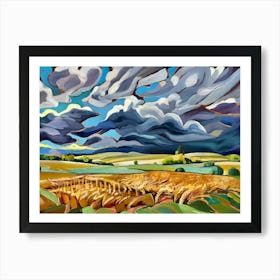 Storm Clouds Over A Wheat Field Abstract Art Print