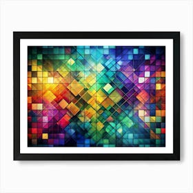 Abstract Colorful Geometric Pattern With Squares And Diamonds Art Print