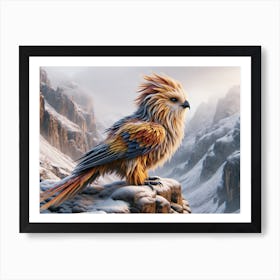 Lion-Bird in Winter Fantasy Art Print