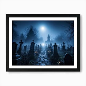 Graveyard At Night 5 Art Print