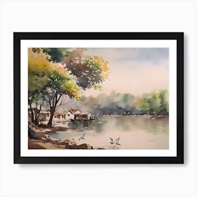Houses By The River Art Print
