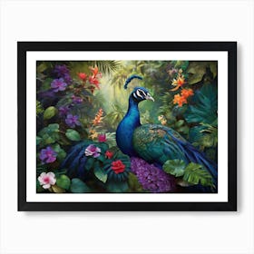 Peacock In The Jungle 1 Art Print