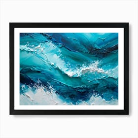 Abstract Turquoise Waves Cresting With A Tangible Sense Of Fresh Nautical Texture Imply Movement D (2) Art Print