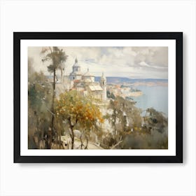 Coastal Italian City Oil Painting Art Print