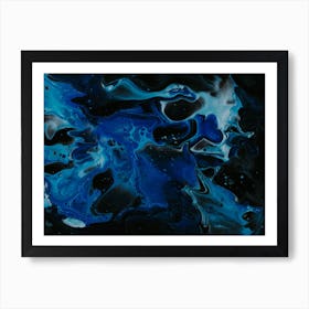 Blue And Black Abstract Painting 4 Art Print