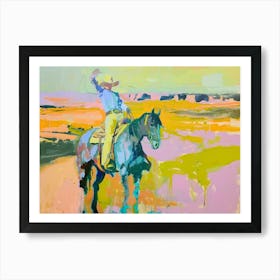 Neon Cowboy In Great Plains 1 Painting Art Print