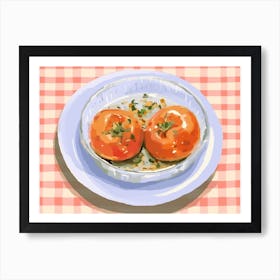 A Plate Of Stuffed Peppers, Top View Food Illustration, Landscape 1 Art Print