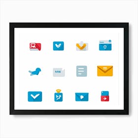 Business Communication Icons Flat Design Minimalistic For Web And Applications Include Envelope (4) Art Print