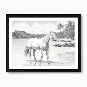 A Horse Oil Painting In Anse Lazio, Seychelles, Landscape 4 Art Print