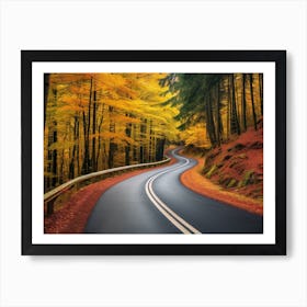 Autumn Road In The Forest Art Print