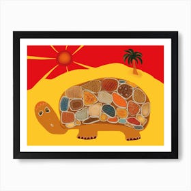 Turtle With Colorful Shell Kids Art Print Art Print