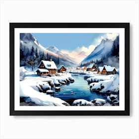Christmas Winter Village 2 Art Print