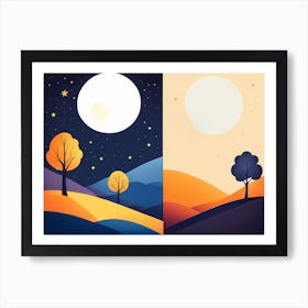 DAY AND NIGHT VECTOR ART 3 Art Print