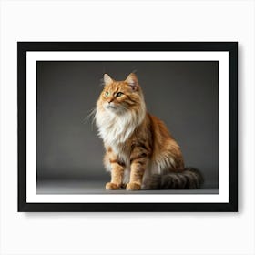 Cat On A Grey Background Art Print