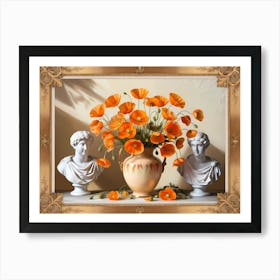 Life with vase and Greek busts art printing Art Print