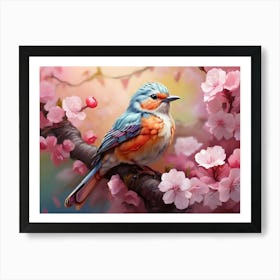 Bird In Cherry Blossoms 7 Art Print