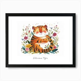 Little Floral Siberian Tiger 3 Poster Art Print