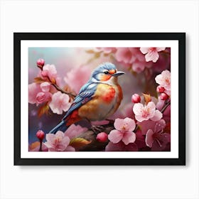 Bird In Cherry Blossoms 5 Art Print