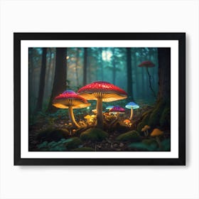 Magical gloving Mushroom Forest 4 Art Print