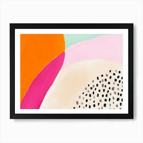 Pastel orange-pink Abstrake Punkte Kunst, gute Laune Sommer Print Malerei 1 Art Print