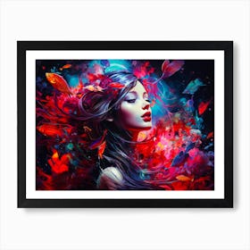 Girl With Fishes Art Print