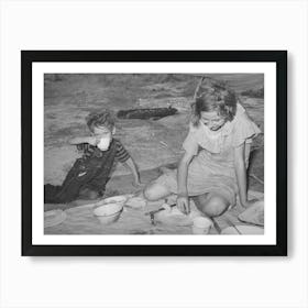 Migrant Children Eating Under Tarpaulin Stretched From Their Automobile Parked Near Muskogee, Oklahoma, Muskoge Art Print