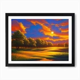 Sunset In The Field 6 Art Print