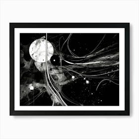 Neon Dreams Abstract Black And White 7 Art Print