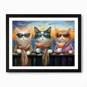 Cats At The Rooftop Bar 7 Art Print