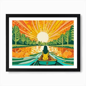 A Boat On A River Art Print