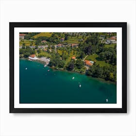 Top view of the houses by the lake. Lake Orta. Italy. Art Print