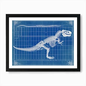 Dinosaur Skeleton Blueprint Inspired Art Print