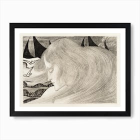 Young Woman With Wavy Hair In Front Of A Sea With Ships (1900), Jan Toorop Art Print