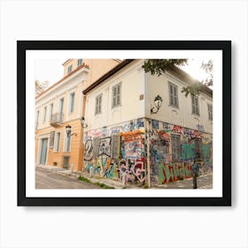 Graffiti Covered Buildings In Athens Art Print