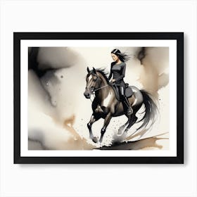 Woman Riding A Horse 3 Art Print