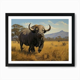 African Buffalo Grazing In The Savannah 4 Affiche