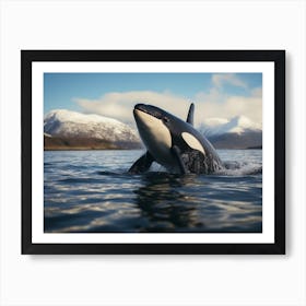 Realistic Orca Whale Icy Mountain Photography Style 1 Art Print