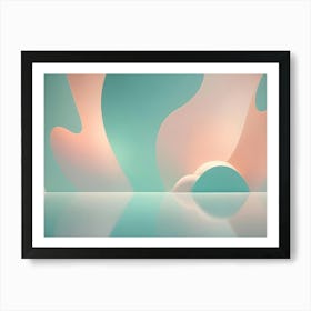 A Modern, Abstract 3d Design Featuring A Light Blue Floor And Walls With Curved, Pastel Colored Shapes Creating A Dynamic And Playful Composition Art Print