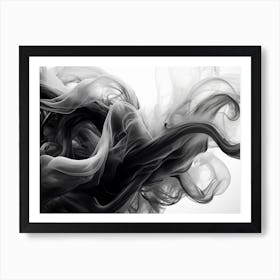 Fluid Dynamics Abstract Black And White 1 Art Print