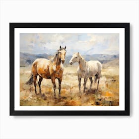 Horses Painting In Mongolia, Landscape 1 Art Print