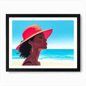 Illustration of an African American woman at the beach 14 Art Print