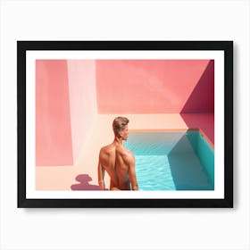 Nude Man In Pool Art Print