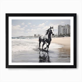 A Horse Oil Painting In Bondi Beach, Australia, Landscape 1 Art Print